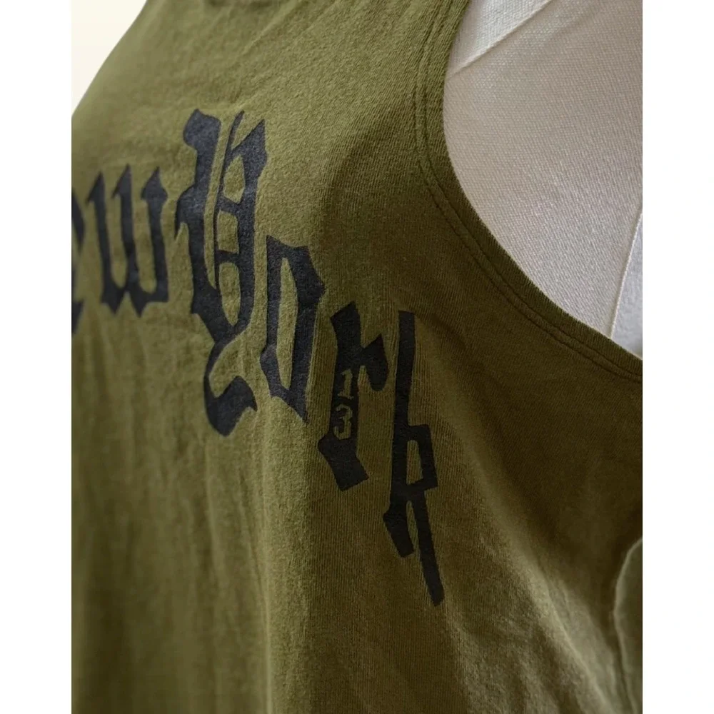 NWT R13 New York Relaxed Tank Size S Olive Green Gothic Graphic R13WK135-001AR